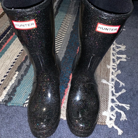 black sparkle hunter boots